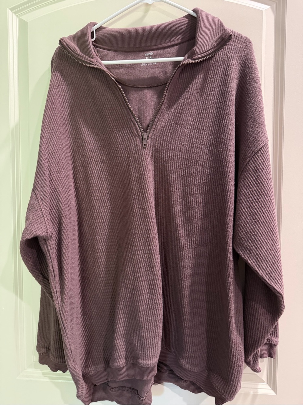 aerie Mauve Half-Zip Ribbed Pullover Sweater